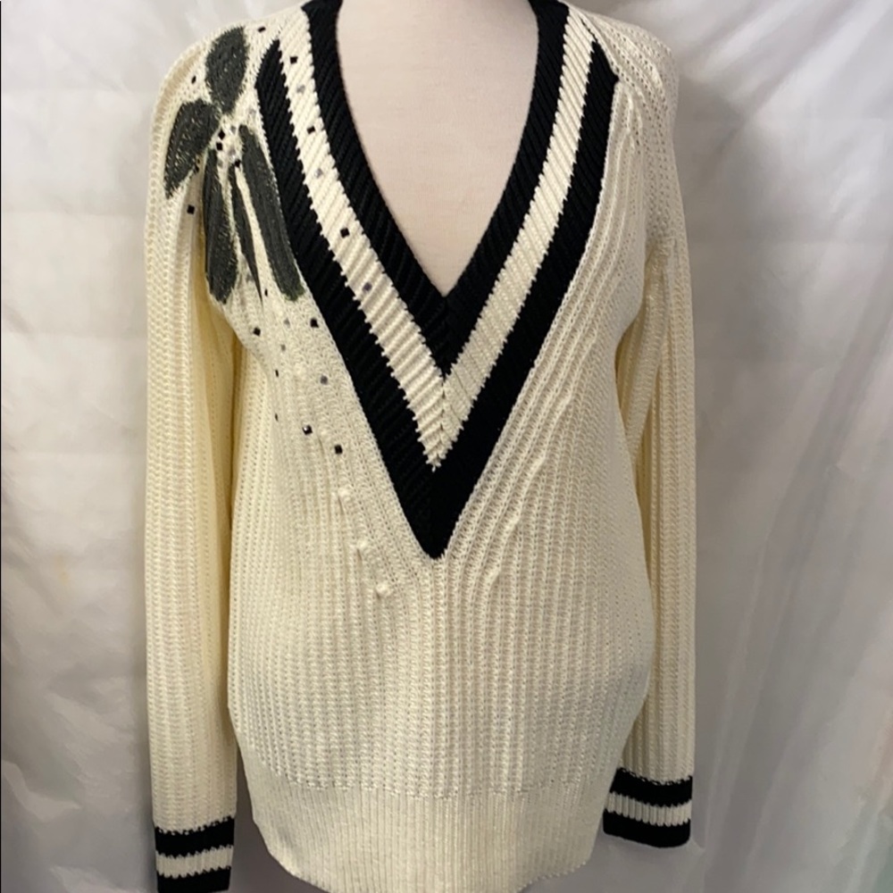 SOLD-V neck tennis sweater
